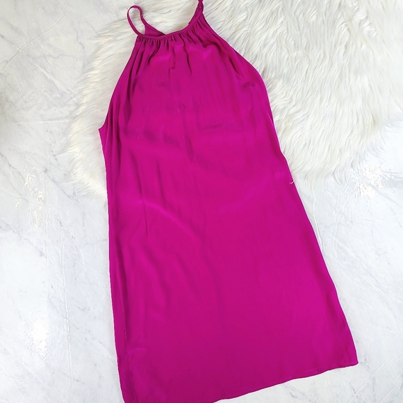fuschia slip dress